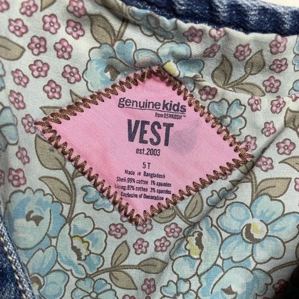 Genuine kids jean embroidered vest vintage denim vest